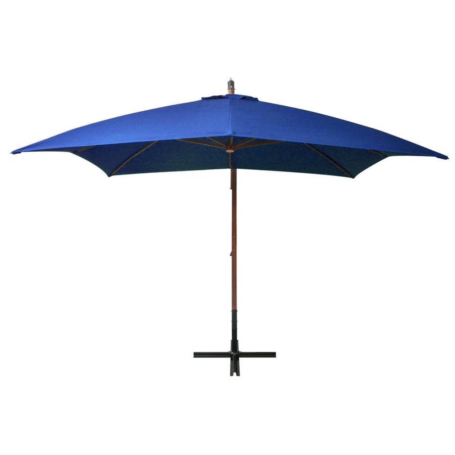 Zweefparasol Met Paal Massief Vurenhout Azuurblauw 3 x 3 m azure blue
