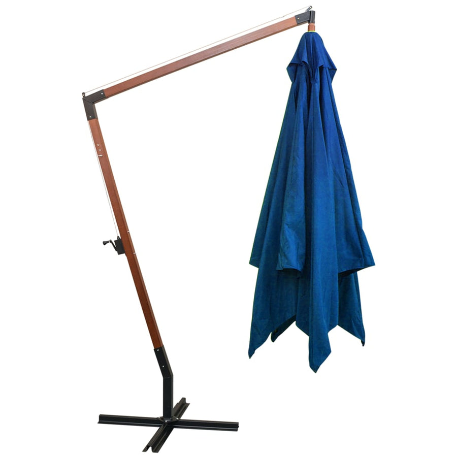 Zweefparasol Met Paal Massief Vurenhout Azuurblauw 3 x 3 m azure blue