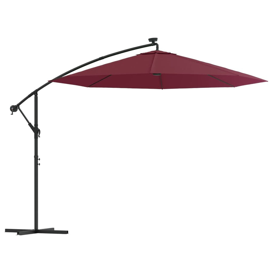 Zweefparasol Met Led En Stalen Paal Wijn 300 cm Rood