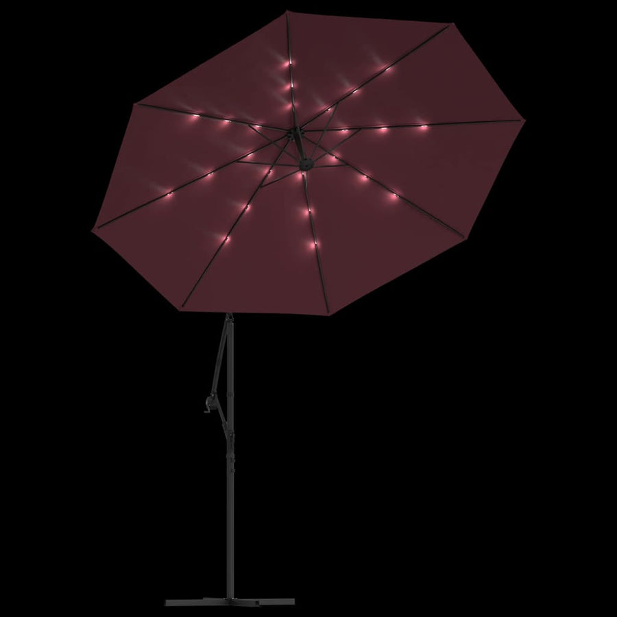 Zweefparasol Met Led En Stalen Paal Wijn 300 cm Rood