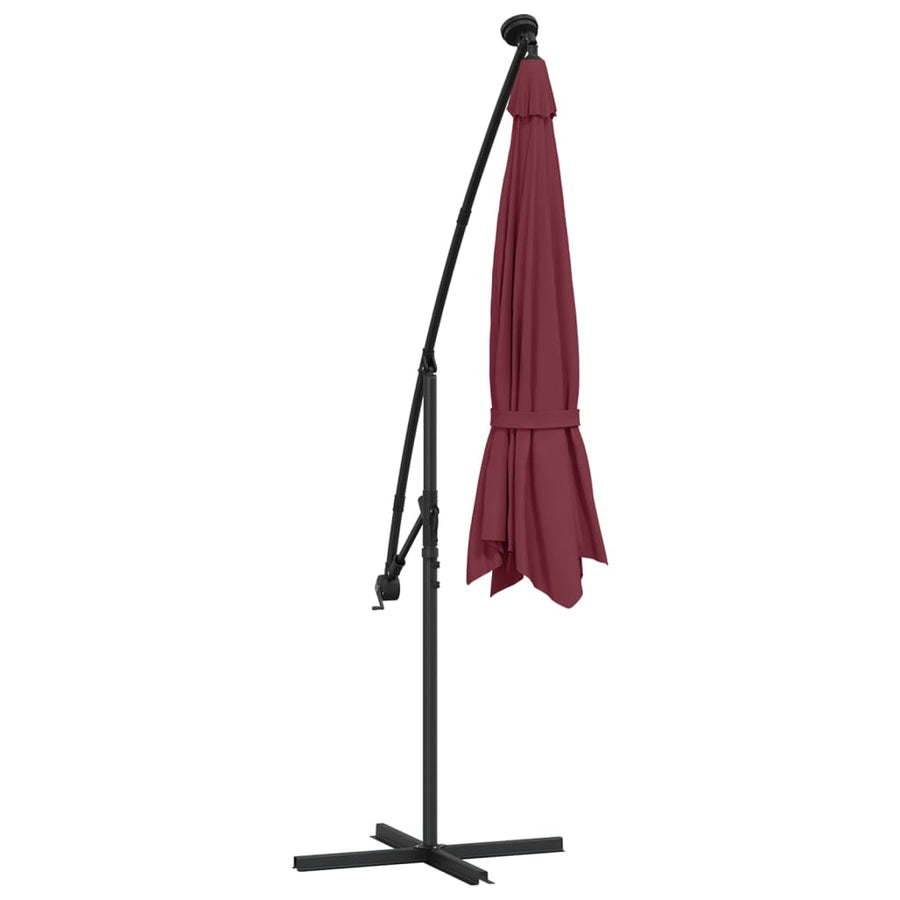 Zweefparasol Met Led En Stalen Paal Wijn 300 cm Rood