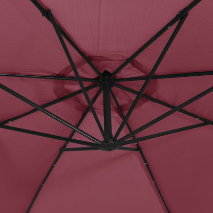 Zweefparasol Met Led En Stalen Paal Wijn 300 cm Rood