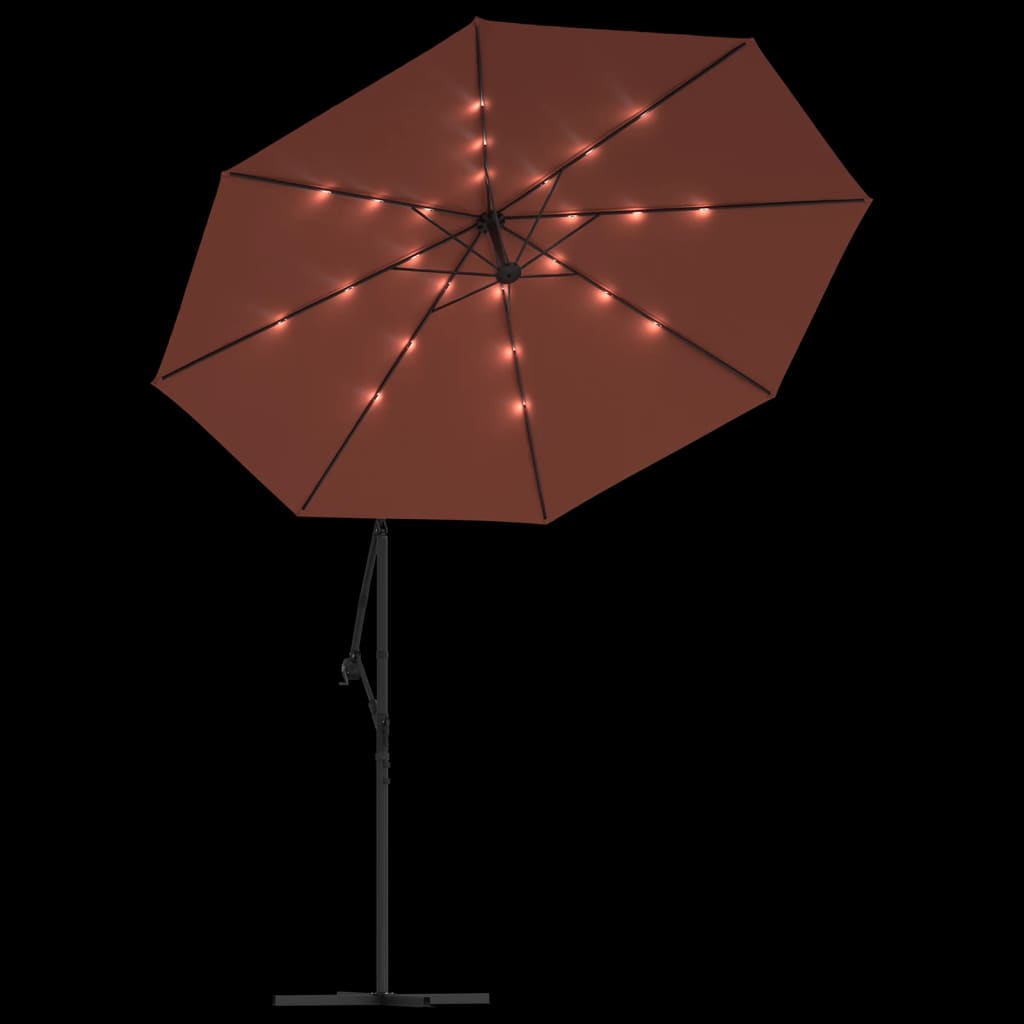 Zweefparasol Met Led-Verlichting En Stalen Paal 300 cm Terracotta