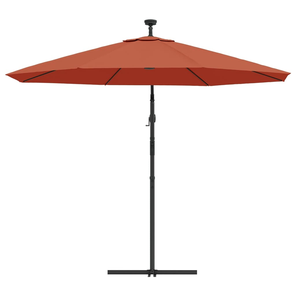 Zweefparasol Met Led-Verlichting En Stalen Paal 300 cm Terracotta