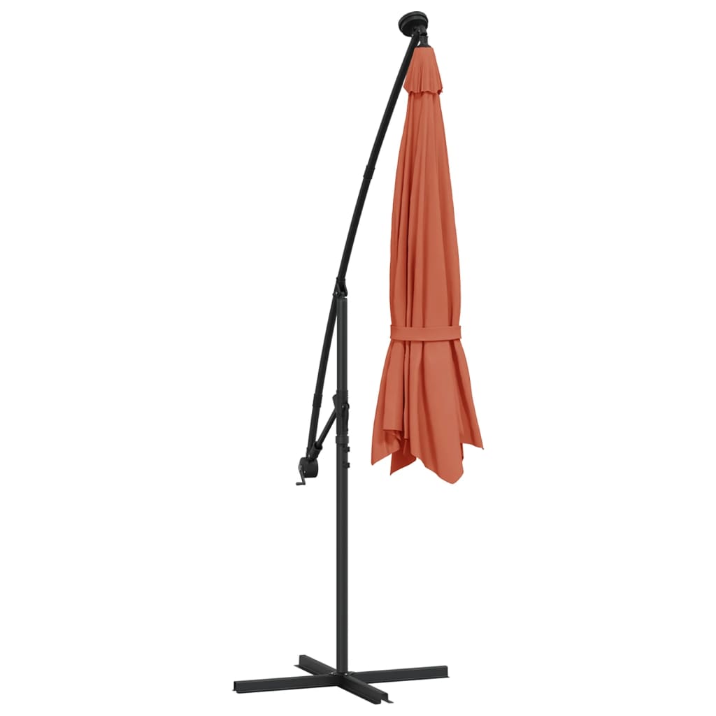Zweefparasol Met Led-Verlichting En Stalen Paal 300 cm Terracotta