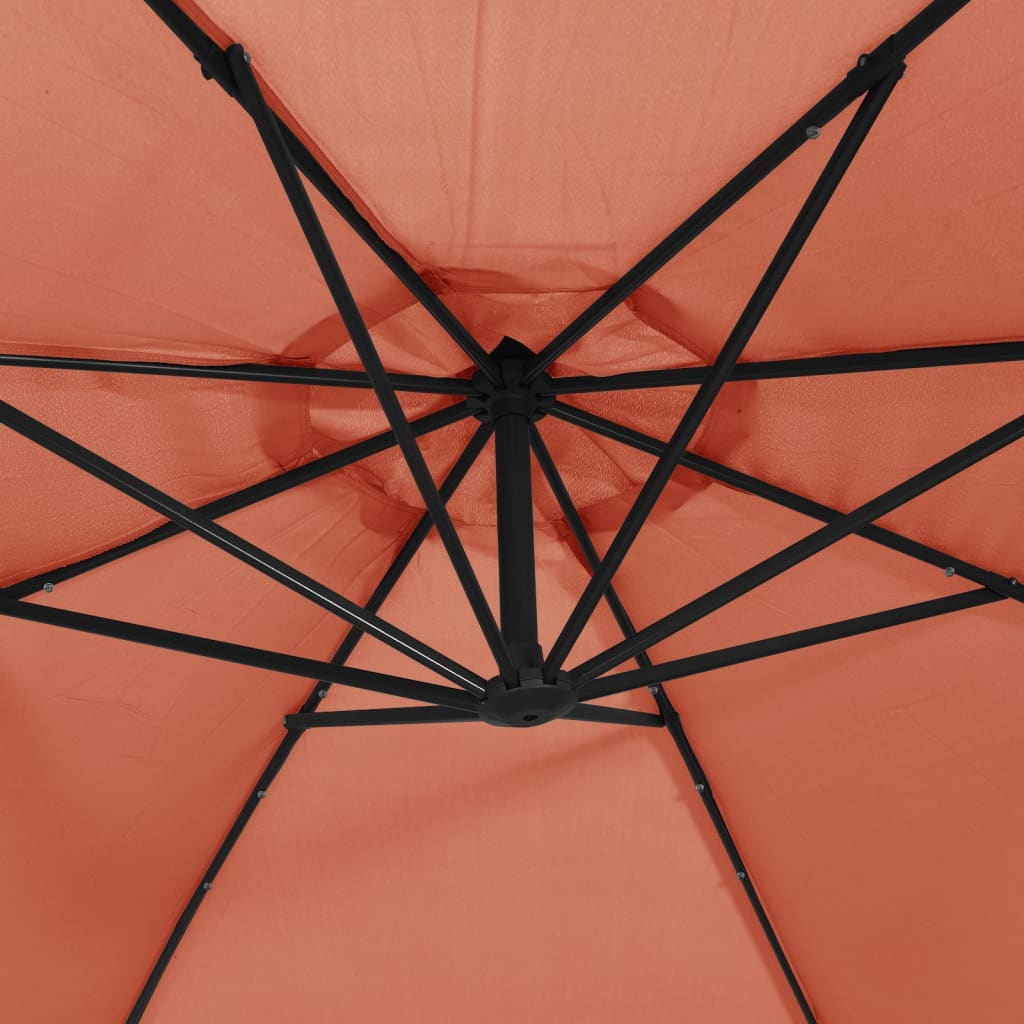 Zweefparasol Met Led-Verlichting En Stalen Paal 300 cm Terracotta