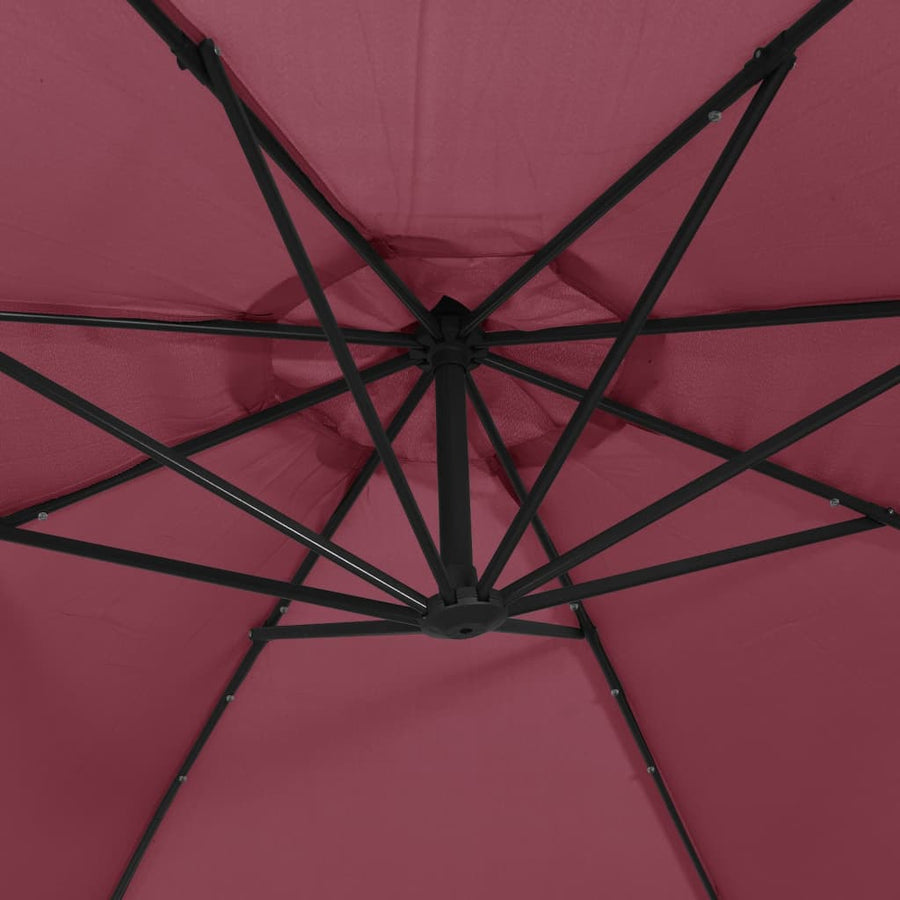 Zweefparasol met LED-verlichting 350 cm bordeauxrood