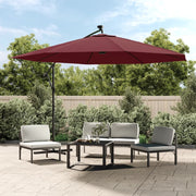 Zweefparasol 350 cm bordeauxrood met LED