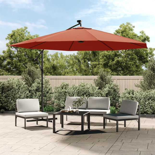 Zweefparasol Met Led-Verlichting Kleurig 350 cm Terracotta