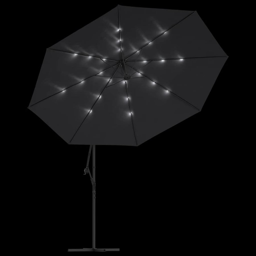 Zweefparasol met LED-verlichting 350 cm zwart