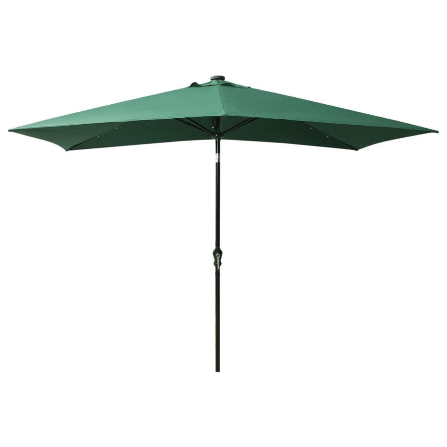 Parasol Met Led's En Stalen Paal 2X3 M Groen
