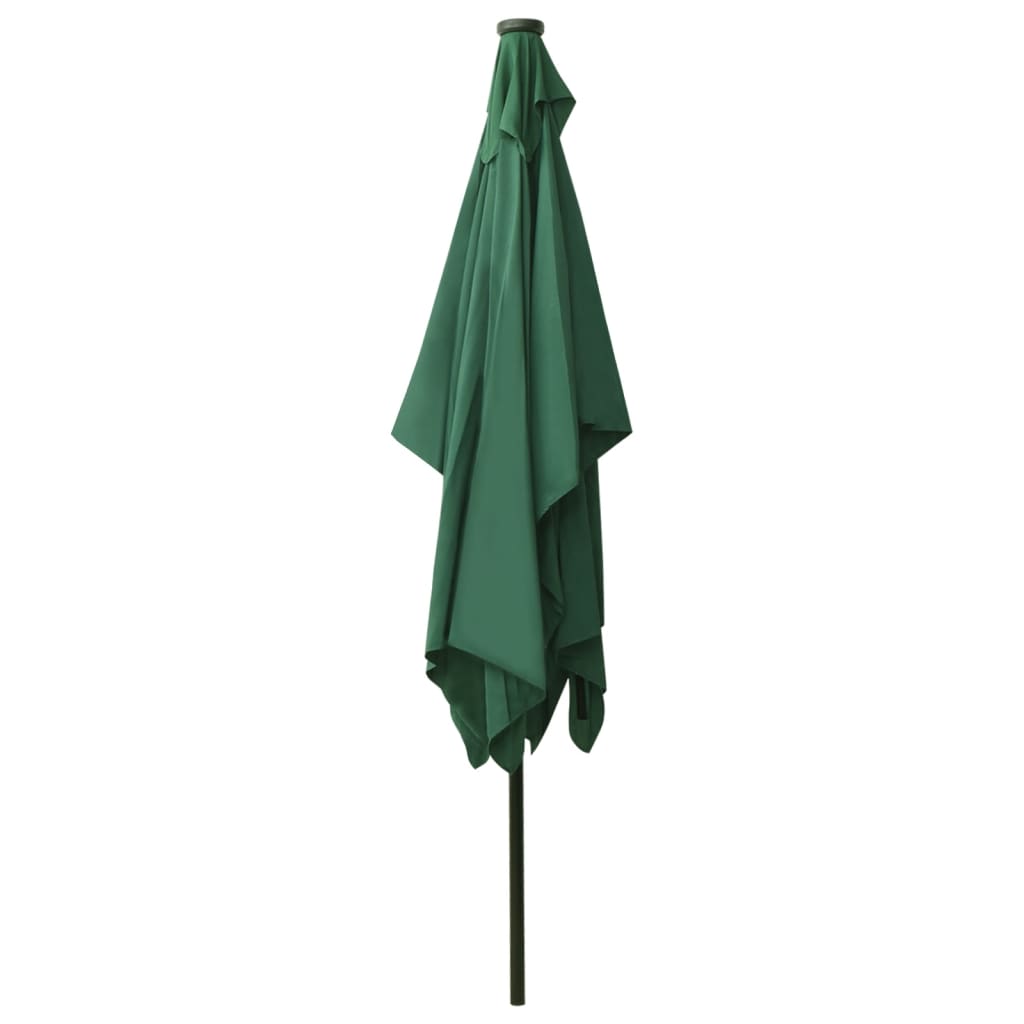 Parasol Met Led's En Stalen Paal 2X3 M Groen