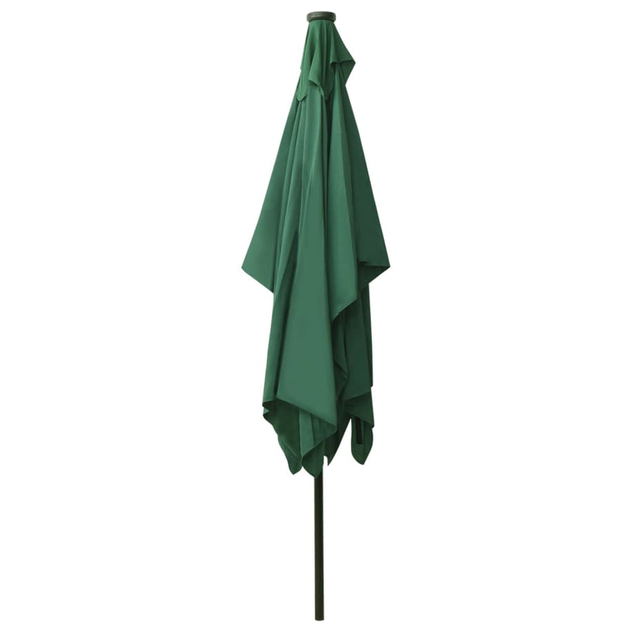 Parasol Met Led's En Stalen Paal 2X3 M Groen