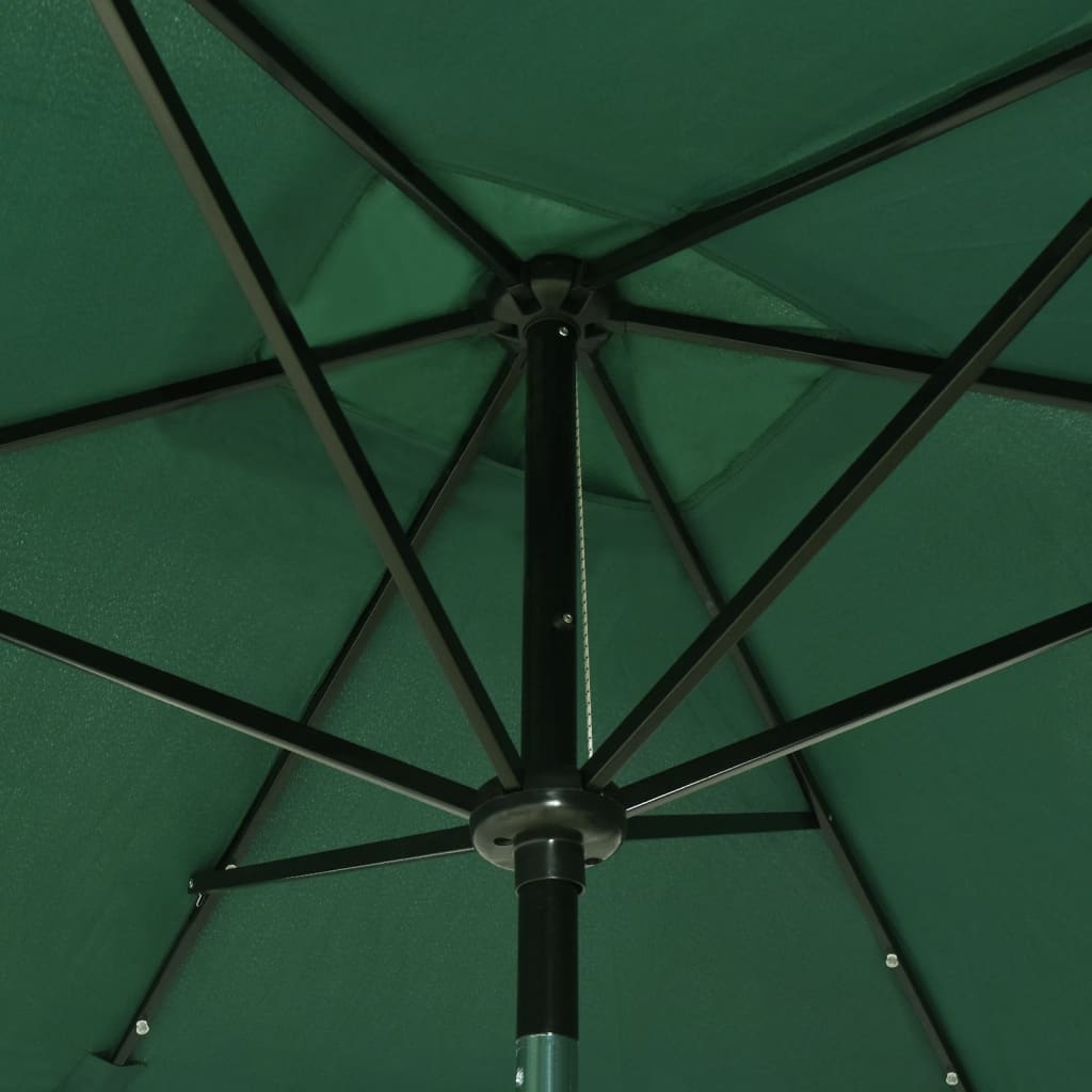 Parasol Met Led's En Stalen Paal 2X3 M Groen