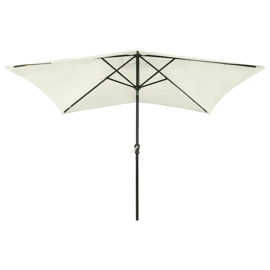 Parasol Met Led's En Stalen Paal 2X3 M Kleurig Zand