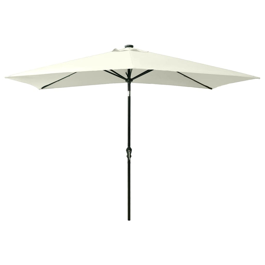 Parasol Met Led's En Stalen Paal 2X3 M Kleurig Zand