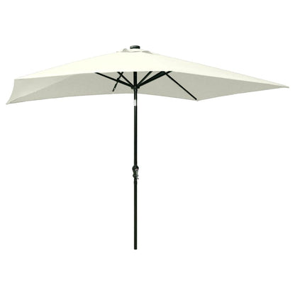 Parasol Met Led's En Stalen Paal 2X3 M Kleurig Zand
