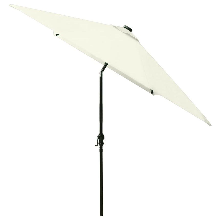 Parasol Met Led's En Stalen Paal 2X3 M Kleurig Zand