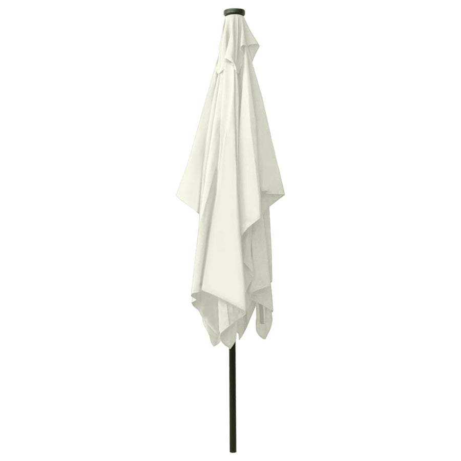 Parasol Met Led's En Stalen Paal 2X3 M Kleurig Zand