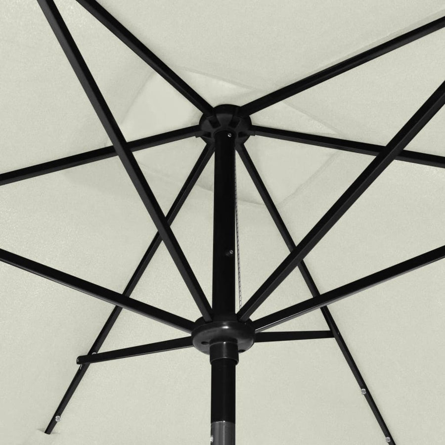 Parasol Met Led's En Stalen Paal 2X3 M Kleurig Zand