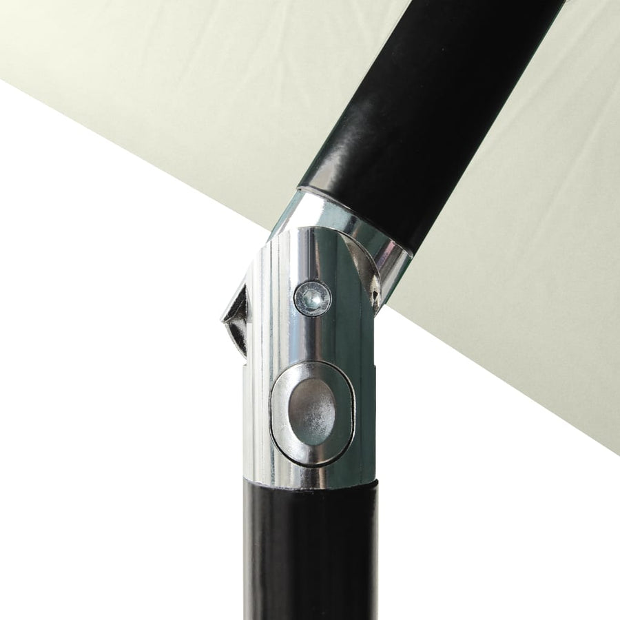 Parasol Met Led's En Stalen Paal 2X3 M Kleurig Zand