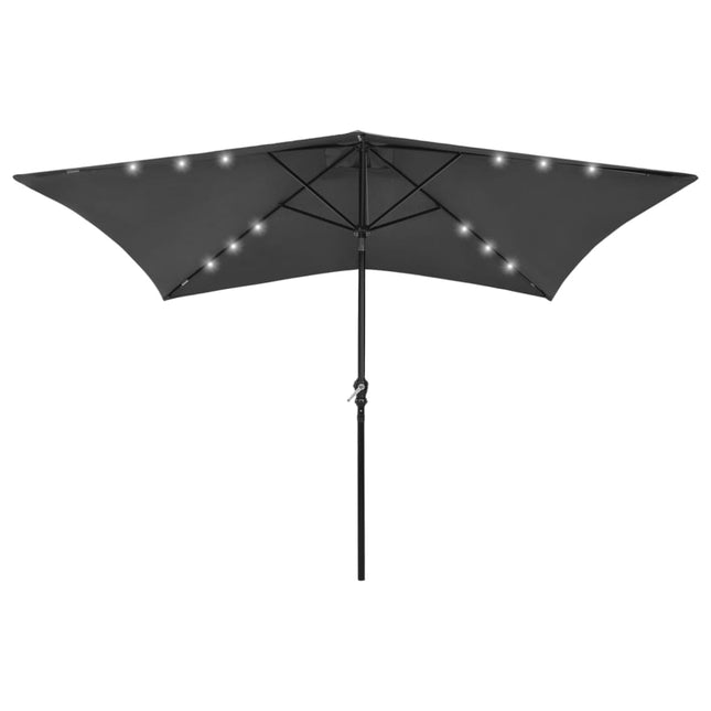 Parasol Met Led's En Stalen Paal 2X3 M Kleurig Antraciet