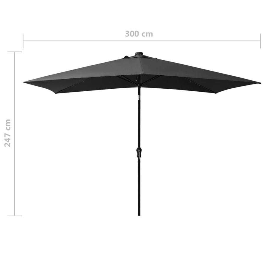 Parasol Met Led's En Stalen Paal 2X3 M Kleurig Antraciet