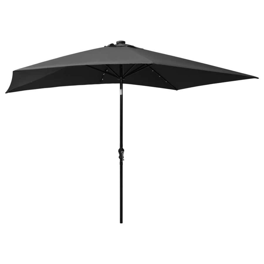 Parasol Met Led's En Stalen Paal 2X3 M Kleurig Antraciet