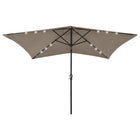 Parasol Met Led's En Stalen Paal 2X3 M Taupe