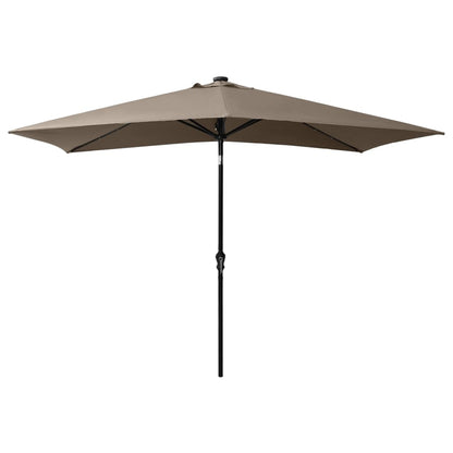 Parasol Met Led's En Stalen Paal 2X3 M Taupe