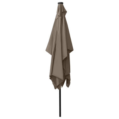 Parasol Met Led's En Stalen Paal 2X3 M Taupe