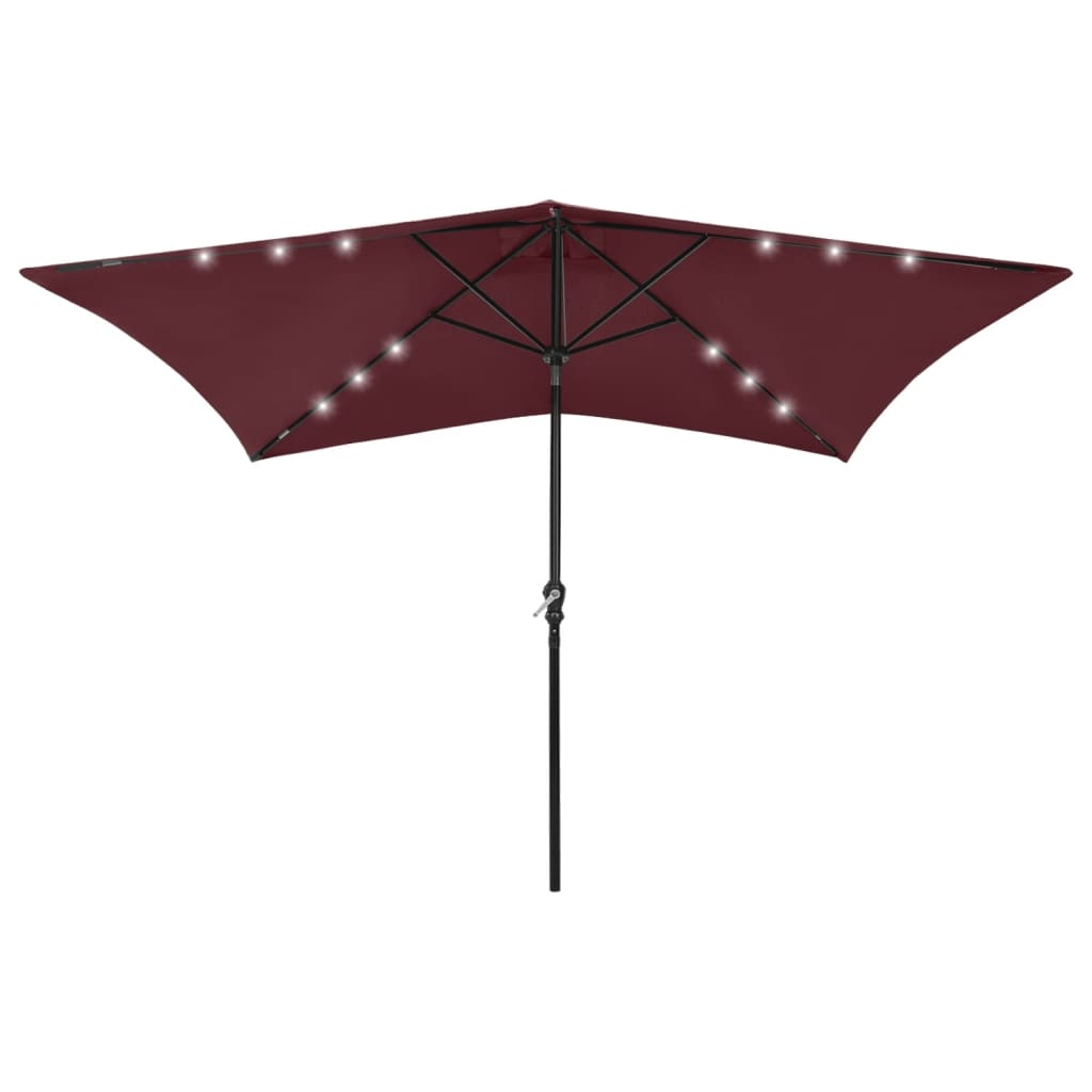 Parasol Met Led's En Stalen Paal 2X3 M Groen