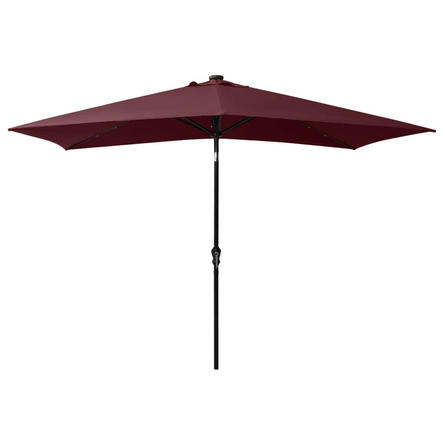 Parasol Met Led's En Stalen Paal 2X3 M Bordeauxrood