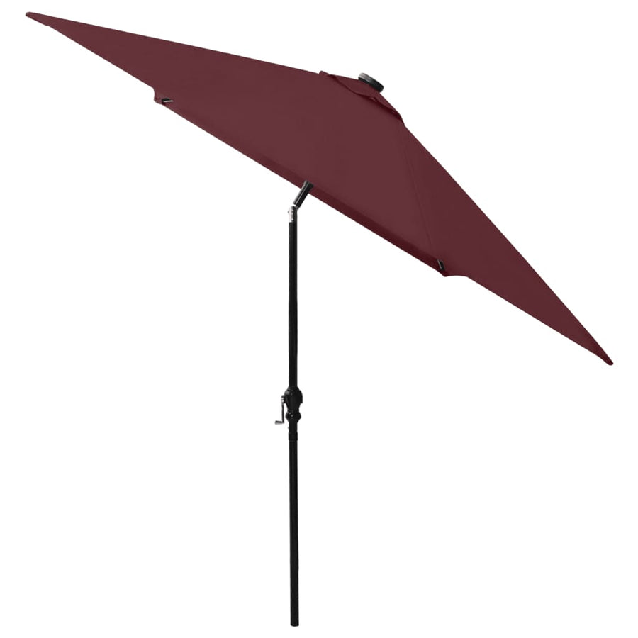 Parasol Met Led's En Stalen Paal 2X3 M Bordeauxrood