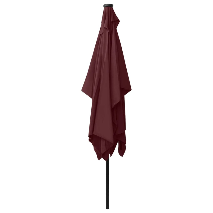 Parasol Met Led's En Stalen Paal 2X3 M Bordeauxrood