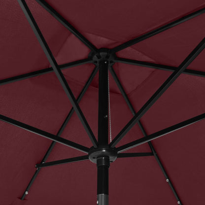 Parasol Met Led's En Stalen Paal 2X3 M Bordeauxrood