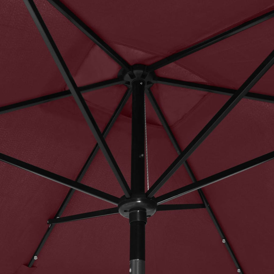 Parasol Met Led's En Stalen Paal 2X3 M Bordeauxrood