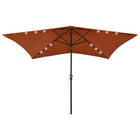 Parasol Met Led's En Stalen Paal 2X3 M Kleurig Terracotta