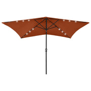 Parasol with LEDs and steel pole 2x3 m terracotta