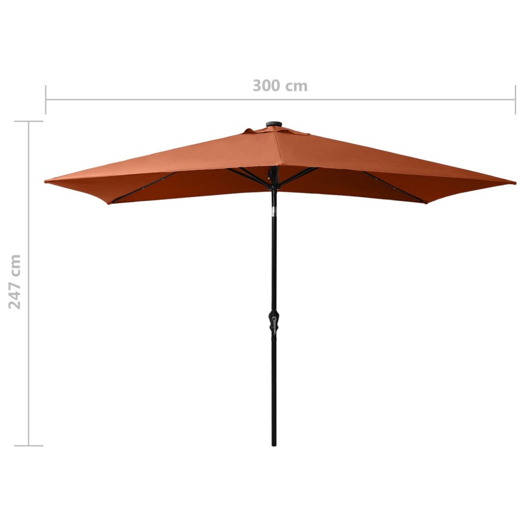 Parasol Met Led's En Stalen Paal 2X3 M Kleurig Terracotta