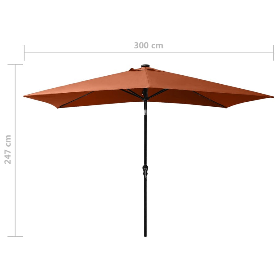 Parasol Met Led's En Stalen Paal 2X3 M Kleurig Terracotta