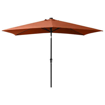 Parasol Met Led's En Stalen Paal 2X3 M Kleurig Terracotta
