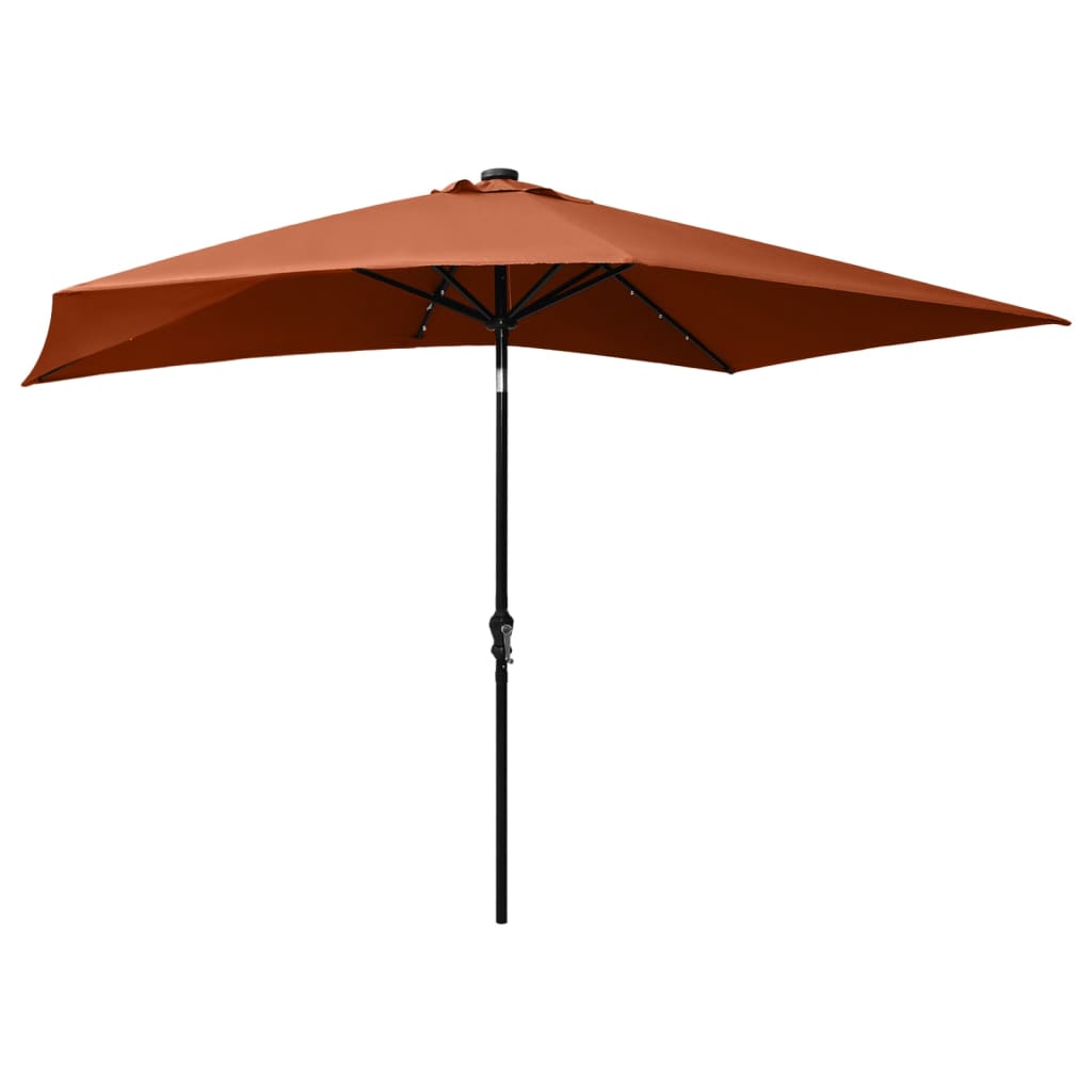 Parasol Met Led's En Stalen Paal 2X3 M Kleurig Terracotta