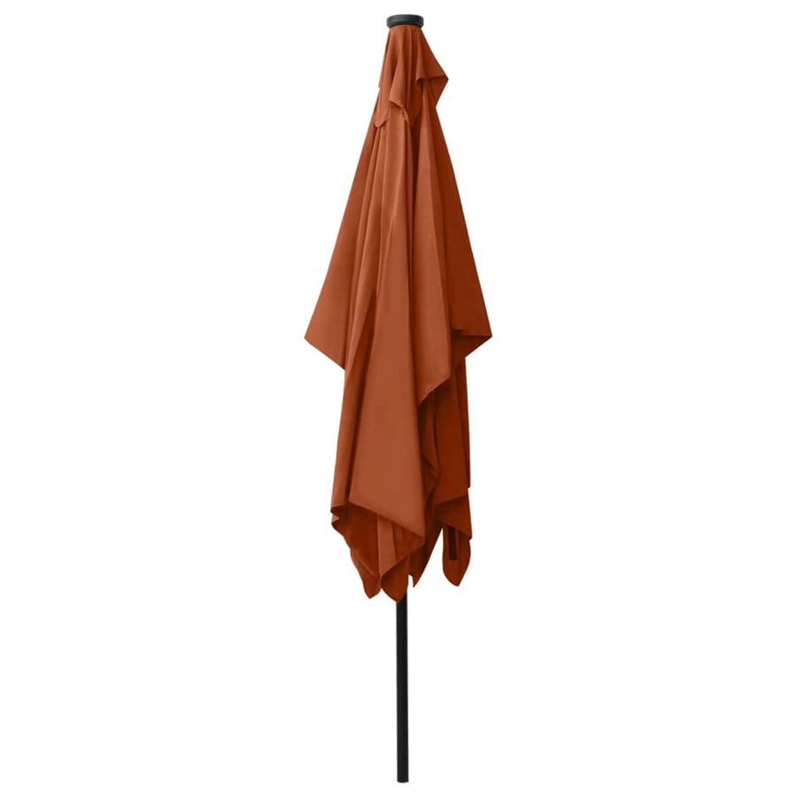 Parasol Met Led's En Stalen Paal 2X3 M Kleurig Terracotta