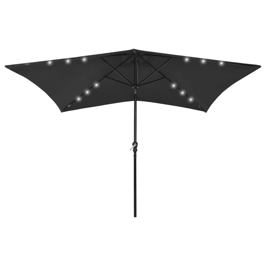 Parasol Met Led's En Stalen Paal 2X3 M Groen