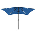 Parasol Met Led's En Stalen Paal 2X3 M Azuurblauw azure blue