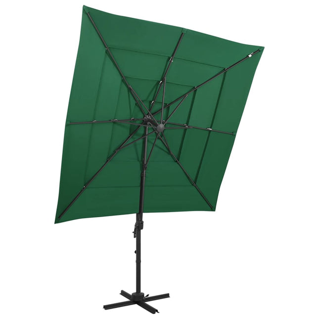 Parasol 4-Laags Met Aluminium Paal 250X250 Cm Groen