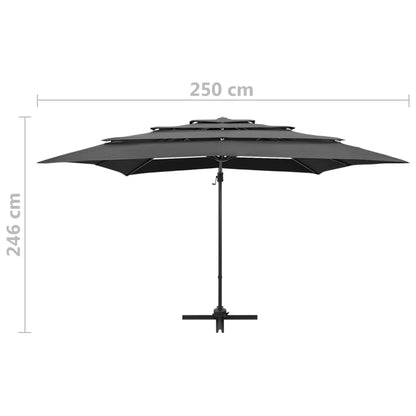 Parasol 4-Laags Met Aluminium Paal 250X250 Cm Kleurig Antraciet