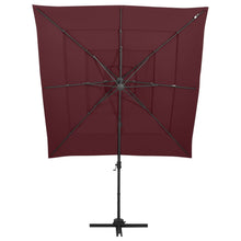 Parasol 4-Laags Met Aluminium Paal 250X250 Cm Bordeauxrood