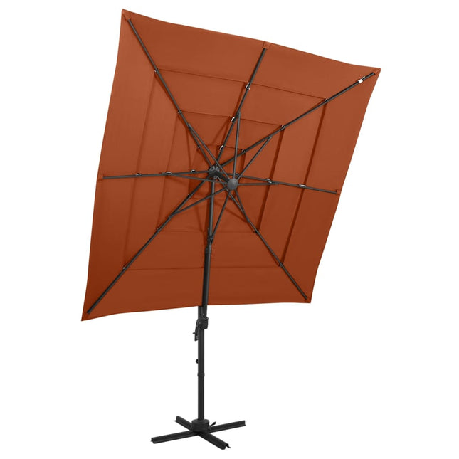 Parasol 4-Laags Met Aluminium Paal 250X250 Cm Kleurig Terracotta